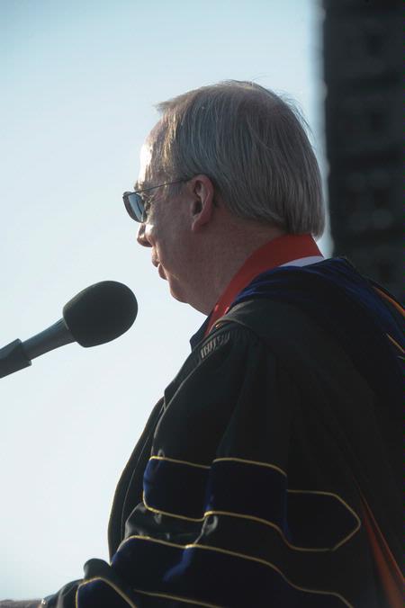 Dr. David S. Dockery, president of Union University, welcomes friends and family of graduates for the 2010 spring commencement ceremony.  - Photo by Morris Abernathy