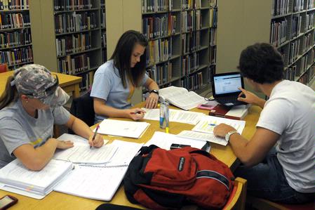 Students have a study group in the Emma Waters Summar Library.  - Photo by Morris Abernathy