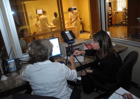 The control room for the simulations that nursing students work on in Providence Hall. - Photo by Morris Abernathy