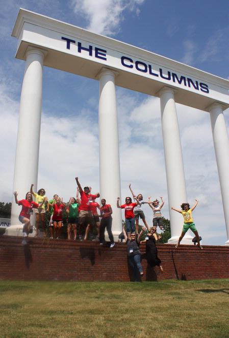 Freshmen enjoy an eventful day in Jackson while trying to complete their Focus Scavenger Hunt. They found the first item: The Columns.  - Photo by Ebbie Davis