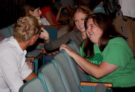 Students chat before chapel. - Photo by Ebbie Davis