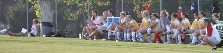 Union women's soccer team and head coach Brandon Boylan follow the action. - Photo by Steven Aldridge