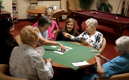 Union volunteers visit with residents of the Jackson Meadow Retirement Residence during Campus and Community Day. - Photo by Ebbie Davis