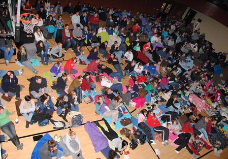 Union students enjoy the movie <em>Despicable Me</em> in the Bowld Student Commons, hosted by SGA. - Photo by Victoria Stargel