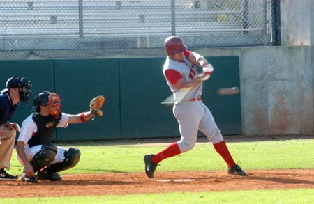 Bulldog senior Josh Allen connects for one of his hits.  - Photo by Steven Aldridge