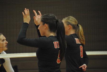 Cassidy O'Hair and Emmie Moroski stand ready for the next play. - Photo by Morris Abernathy