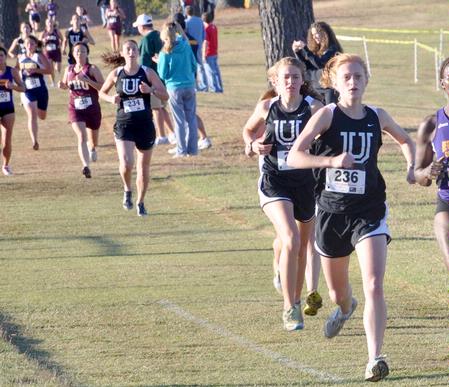 Carissa Wilson leads the Lady Bulldogs in a race.  - Photo by Steven Aldridge