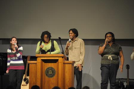 MOSAIC choir sings at the beginning of Chapel. - Photo by Morris Abernathy