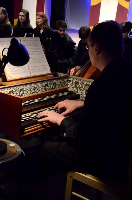 The department of music presents "Dido and Aeneas," an opera by Henry Purcell, directed by Stanley Warren. Murray Somerville plays the Harpsichord for the proclamation singers during the opera.  - Photo by Ebbie Davis