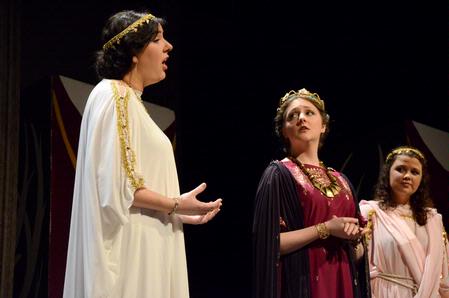Union's department of music presents "Dido and Aeneas." Gillian Frank, senior music performance major, sings to Dido in this opera performance directed by Stanly Warren. - Photo by Ebbie Davis