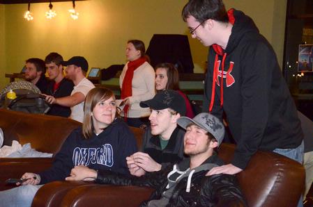 Students enjoy some time together in Barefoots Joe during a showing of the movie <em>Wall-E</em>. - Photo by Victoria Stargel