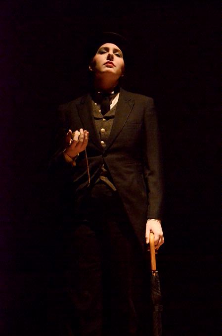 Gillian Frank, senior music performance major, plays the role of Time in the theater department's production of "The Winter's Tale," in the W.D. Powell Theatre.  - Photo by Deanna Santangelo
