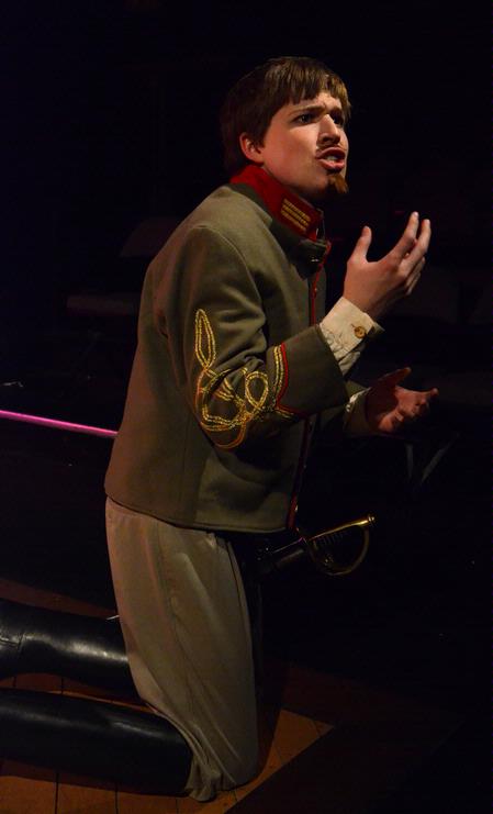 Peter Riggs, freshman, performs a monologue during "The Winter's Tale." - Photo by Deanna Santangelo
