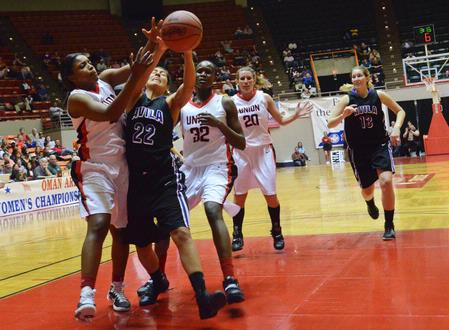 The Lady Bulldogs battle with Avila University for the ball in the first game of the NAIA National Championships.  - Photo by Beth Spain