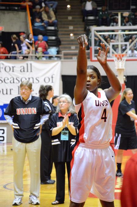 Hope Adams warms up with some free-throws before the first game of the NAIA National Championship. The Lady Bulldogs won the game 62-37. - Photo by Abigail Harris