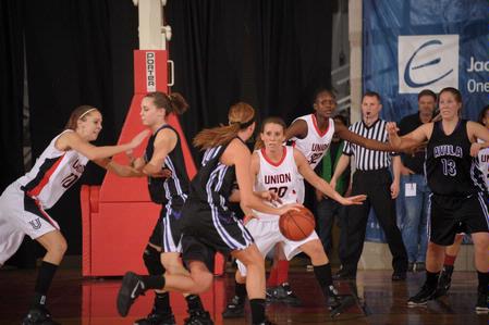 The Lady Bulldogs play tough defense against Avila University in game one of the NAIA National Championship.  - Photo by Morris Abernathy