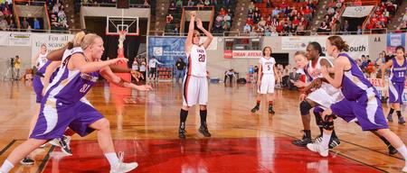 Kayla Hudson shoots from the free throw line in the quarterfinals of the NAIA National Championship.  - Photo by Morris Abernathy