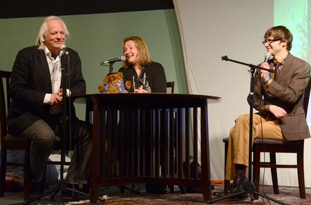 Greg Thornbury, dean of the school of theology and missions, interviews filmakers Greta and Odd Hynnekleiv, Penelope Film, during the Student Film Festival 2011.  - Photo by Victoria Stargel