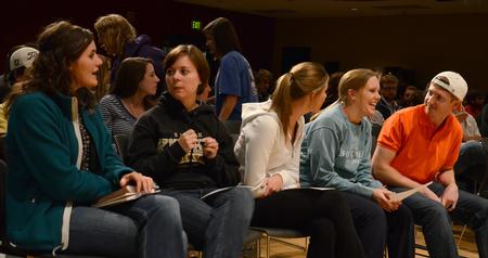 Students gather for the second night of Abraham's Altar, a mid-semester event challenging students to live their lives fully devoted to Christ. - Photo by Victoria Stargel