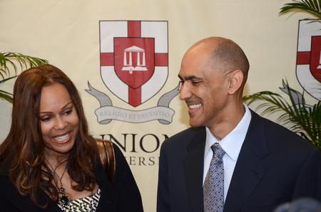 Tony and Lauren Dungy answer questions for the media before Union's annual Roy L. White Golf and Gala. - Photo by Ebbie Davis