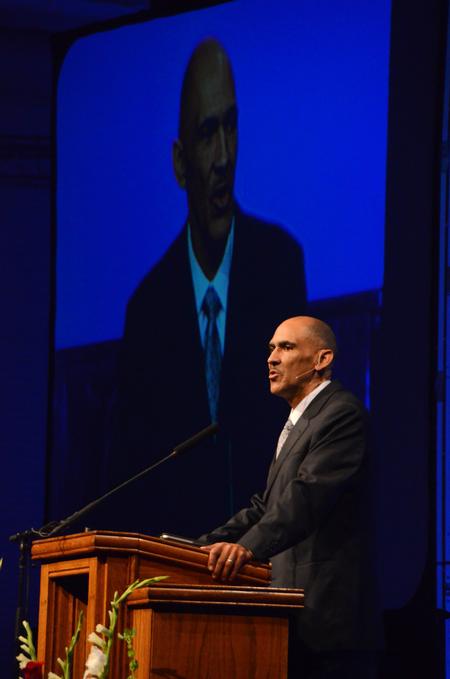 Tony Dungy, the first African American coach to lead an NFL team to Super Bowl victory, speaks during the Roy L. White Golf and Gala. - Photo by Beth Spain