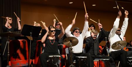 The Union University Symphonic Band plays "Mr. Bucket" as a fun addition to their Spring Concert in the Savage Memorial Chapel.  - Photo by Victoria Stargel