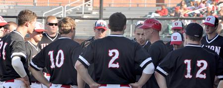 Union head coach Brent Fronabarger talks with team. - Photo by Uncredited