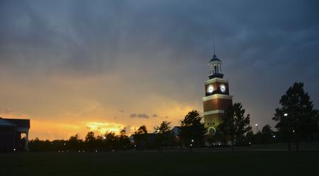 Miller Tower in the evening as a storm brews.  - Photo by Morris Abernathy
