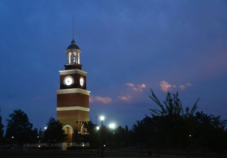Miller Tower on a stormy night.  - Photo by Morris Abernathy