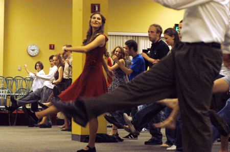 Miss Union Laura Lee Moore, senior, leads the way at an educational class on swing dancing during Swing Nite. - Photo by Jonathan Blair