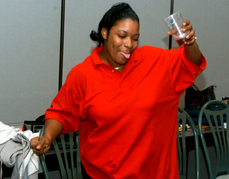 Even Aramark employees got in on the action during the educational class on swing dancing during Swing Nite. - Photo by Jonathan Blair