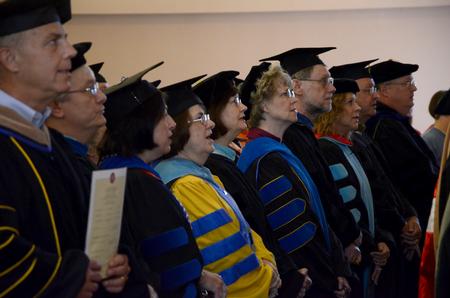 Union faculty members sing at the beginning of Convocation. - Photo by Ebbie Davis