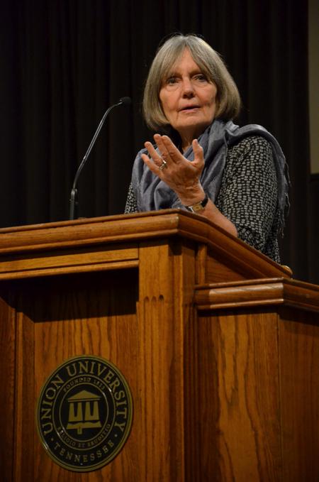 Pauline Maier, the William R. Kenan Jr. Professor of American History at the Massachusetts Institute of Technology, gives a lecture titled "Ratification of the U.S. Constitution: Why Should We Care?" - Photo by Anne Richoux