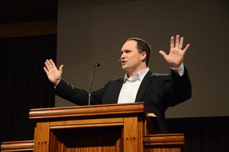 Justin Wainscott, senior pastor of First Baptist Church of Jackson, speaks to Union students and faculty in chapel. - Photo by Zac Calvert