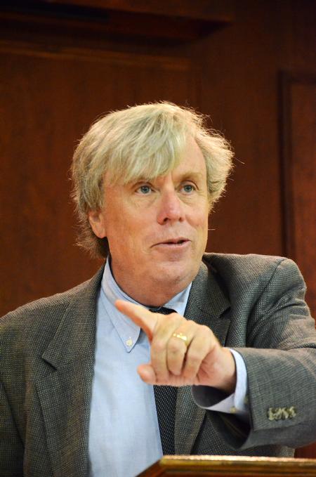Peter Lawler speaks to Union students and faculty about politics and religion in the United States. Lawler is an author and Dana Professor of Government, as well as former chair of the department of Government and International Studies at Berry College in Rome, Georgia, and executive editor of the journal Perspectives on Political Science. - Photo by Zac Calvert