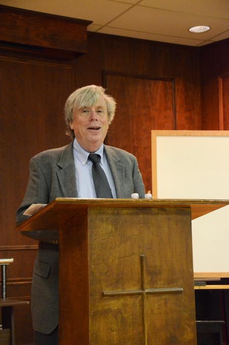 Peter Lawler, author and Dana Professor of Government, speaks to Union students and faculty about politics and changes that are coming in the United States. - Photo by Zac Calvert