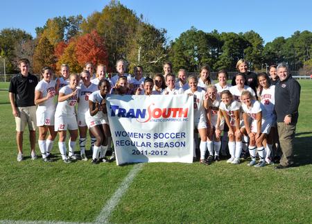 Union University women's soccer earned the TranSouth Conference Regular Season Co-Championship in 2011. It was the first championship of any kind in the program's history. - Photo by Steven Aldridge