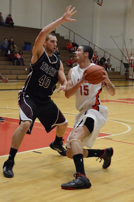 Anthony Freeman drives to the basket during a game against Cambellsville University. - Photo by Anne Richoux