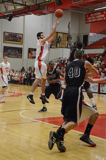 Dani Marti goes up for a shot during a Bulldog basketball game against Cambellsville University. - Photo by Anne Richoux