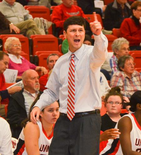 Union's  Coach Mark Campbell is hard at work during game one of the Rotary Classic. - Photo by Morris Abernathy
