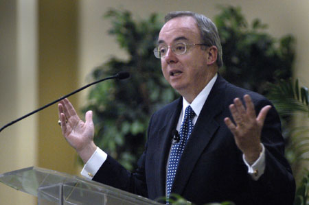 President David S. Dockery presents an address titled <i>The Rebirth of Baptist Orthodoxy</i> at the Baptist Identity Conference that was held on Union's campus April 5-6. - Photo by Jim Veneman
