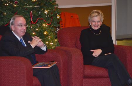 Students gathered in the McAfee commons to hear David S. Dockery  read the Christmas story. This is one of the tradition's during the last weeks of the semester here at Union. - Photo by Morris Abernathy
