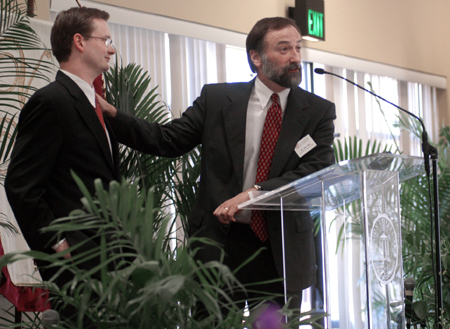 Union professors Gregory A. Thornbury and Hal Poe lead a panel discussion entitled <i>Baptist Identity and Post-Denominationalism</i> at the Baptist Identity Conference held on Union's campus.  - Photo by Kristen Nicole Sayres