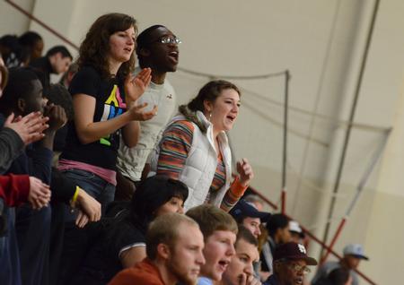 Students celebrate a goal during a home game against Cumberland University. - Photo by Jacob Moore