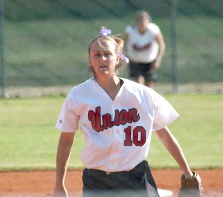 Senior pitcher Leah Gronberg (10) finished her delivery to the plate. - Photo by Steven Aldridge