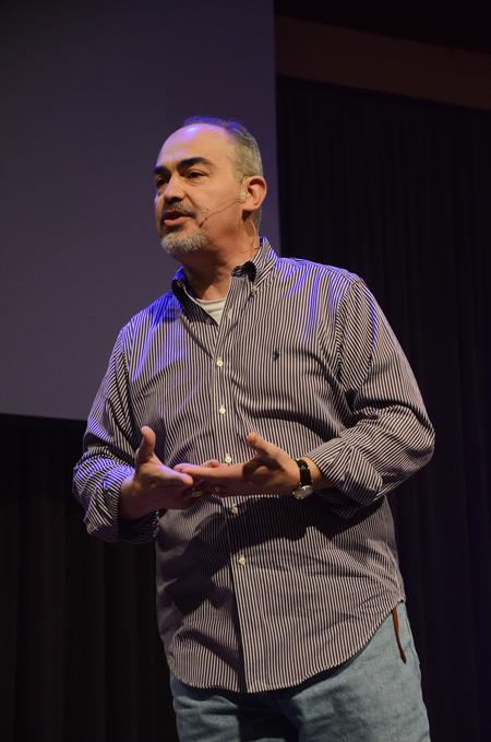 Calvin Wittman, senior pastor of Applewood Baptist Church in Wheat Ridge, Colorado, speaks in chapel about  how Christians need to stand out as a light in a dark world.
 - Photo by Zac Calvert