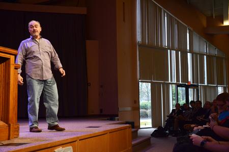 Calvin Wittman senior pastor of Applewood Baptist Church in Wheat Ridge, Colorado, speaks to Union students and employees in chapel about the need for transformational Christians in the world today.
 - Photo by Zac Calvert