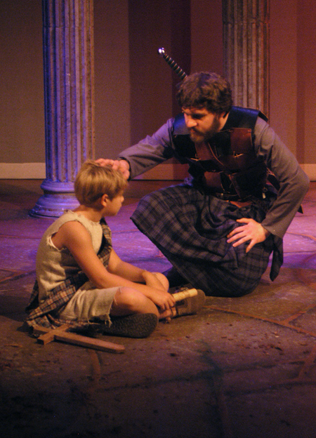 Murry Young as Macduff's Son and Jeremy Parker as Ross in <i>Macbeth</i>. - Photo by Jim Veneman
