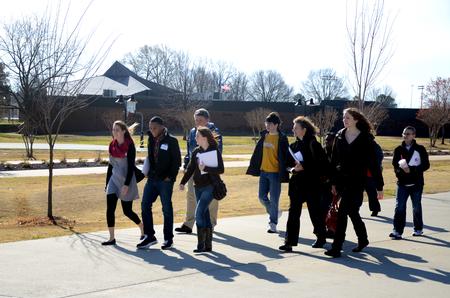 Prospective students and their families take a tour of Union's campus during a preview day. - Photo by Anne Richoux