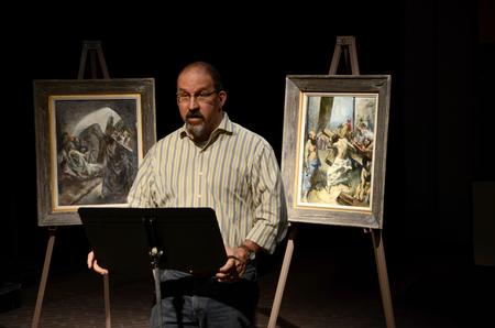 Scott Huelin, associate professor of English, leads a portion of the Lenten Prayer Service, which is held weekly during the season of Lent and features prayer, artwork, and poetry. - Photo by Ebbie Davis